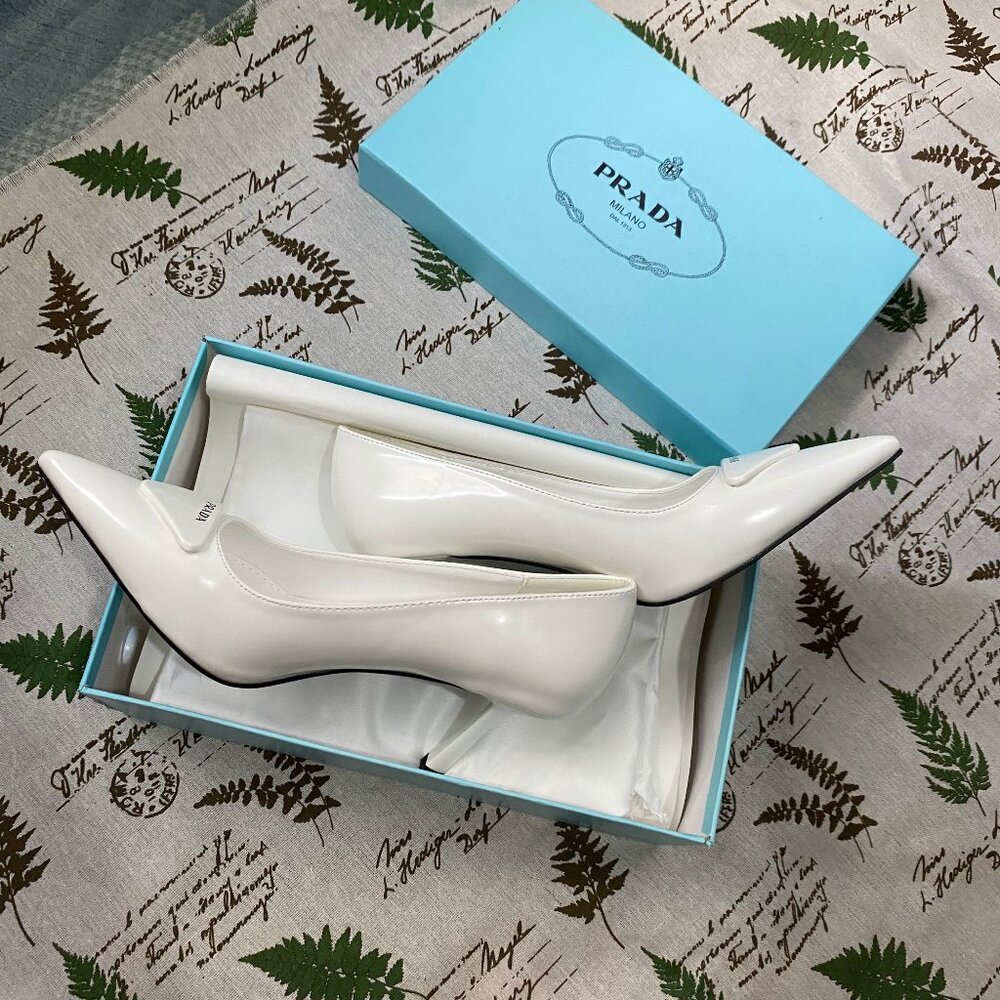 Prada White Patent Leather Women's High Heels